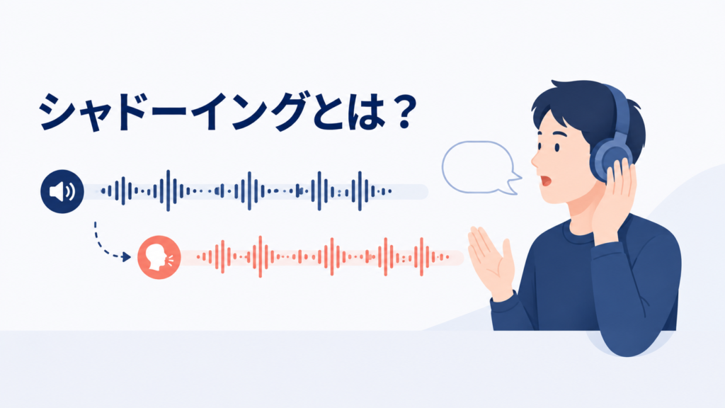 英語音声の少し後を追って発音するシャドーイングのイメージ