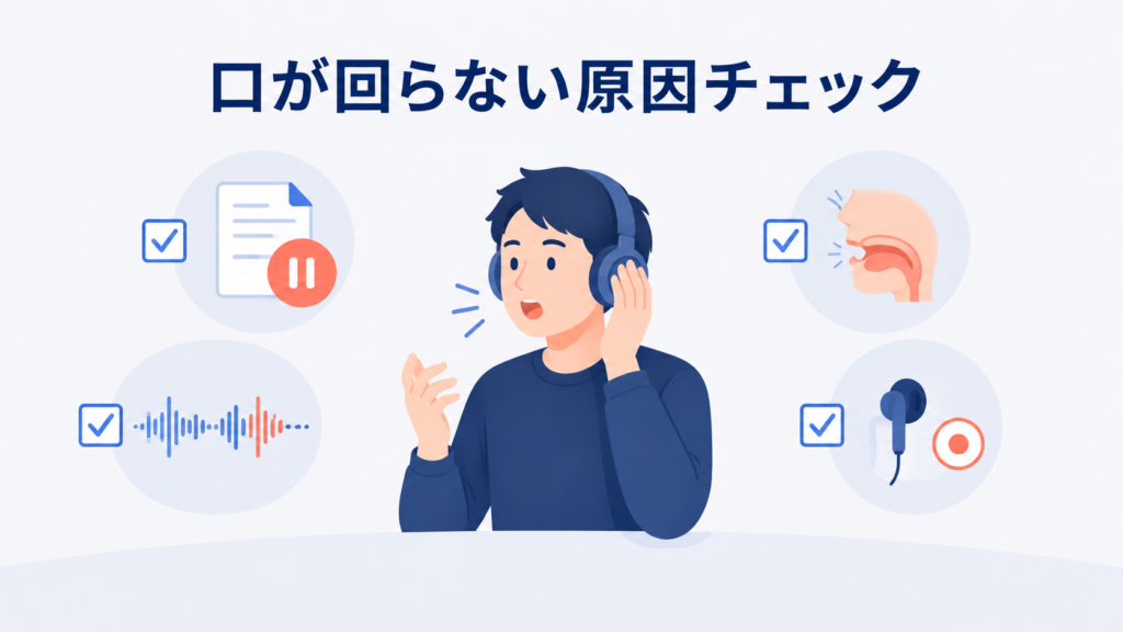 シャドーイングで口が回らないときの4項目の原因チェック