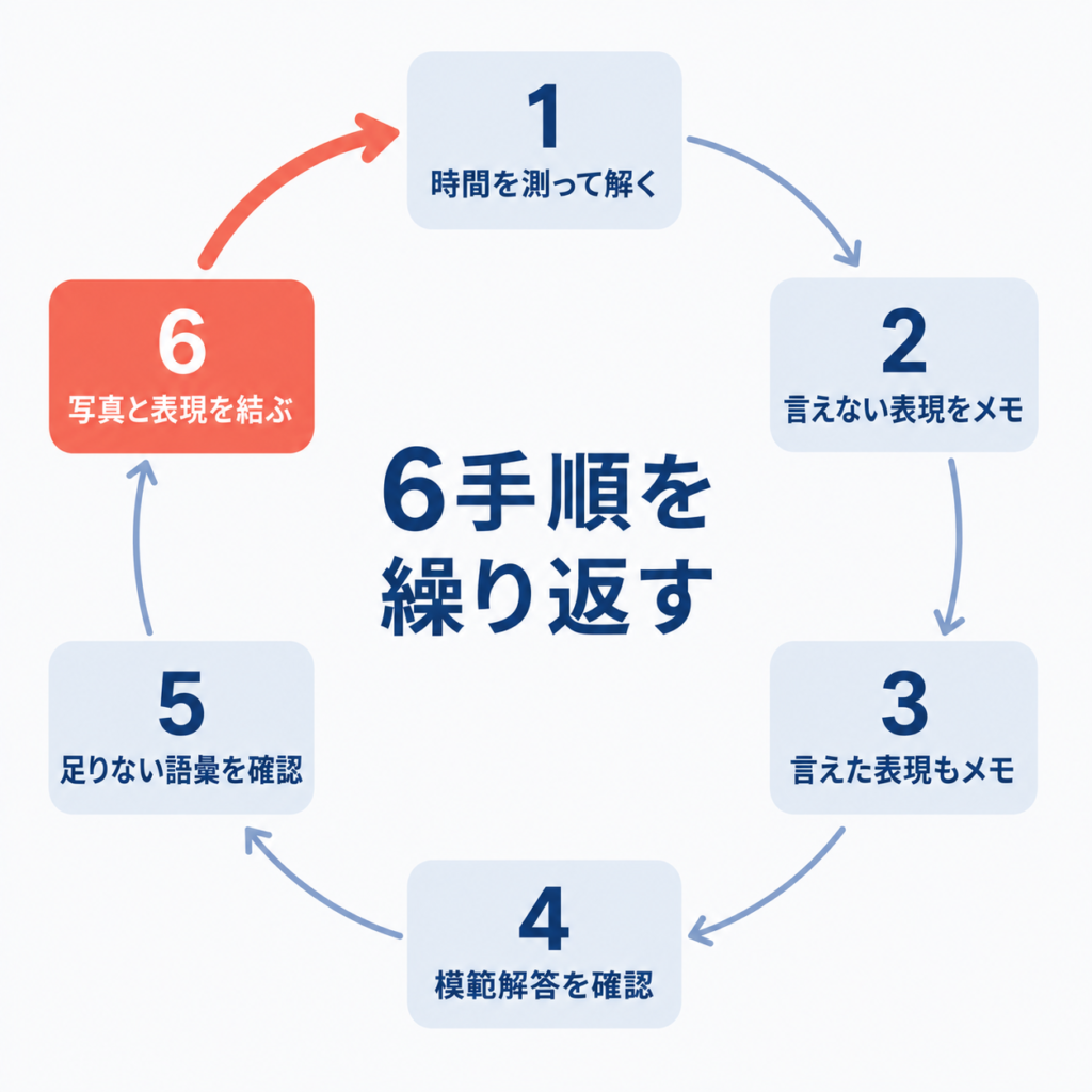 公式ワークブックの練習6手順を繰り返す循環図
